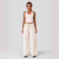 Lunary™ Set Mit Minimalistischem Top und Fließender Pantalonhose – Apricot