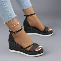 Leontine | Klassische orthopädische Sandalen für dauerhaften Komfort – Schwarz