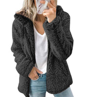 Damen Lässiges Kapuze Jacke | Warme – Schwarz