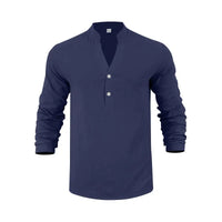 Orvian™ Hemd aus Premium-Leinen mit Minimalistischem Henley-Kragen – Marine