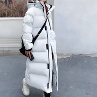 Winddichte Lange Daunenjacke – Weiß