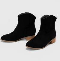 Linde | Wildleder Westernstiefel – Schwarz