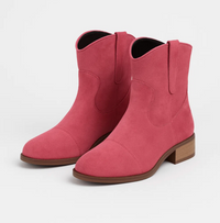 Linde | Wildleder Westernstiefel – Rosa