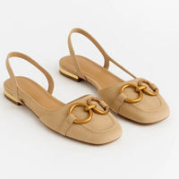 Novara | Slingback Flache Schuhe – Beige