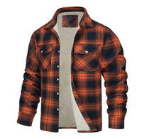 Nate™ | Herren Karierte Sherpa-Futterjacke – Orange