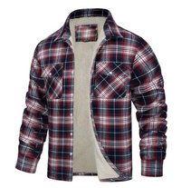 Nate™ | Herren Karierte Sherpa-Futterjacke – Rot