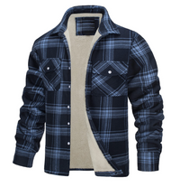 Nate™ | Herren Karierte Sherpa-Futterjacke – Marine