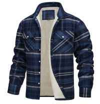 Nate™ | Herren Karierte Sherpa-Futterjacke – Blau-Grau