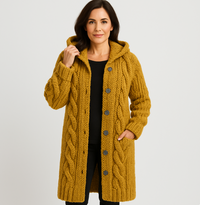 Greta | Stilvoller Strickmantel Damen zeitlos – Gelb