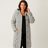 Greta | Stilvoller Strickmantel Damen zeitlos – Grau