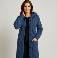 Greta | Stilvoller Strickmantel Damen zeitlos – Blau