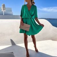 Lindsay - Sexy V-Ausschnitt Kleid – Dunkelgrün