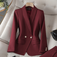 Damen Set | Taillierter Blazer und passende Hose – Bordeaux