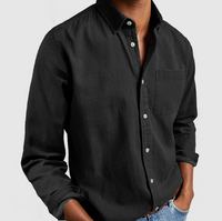 Herren Langarm Bluse – Schwarz