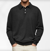 Carl | Langarm-Poloshirt für Herren – Schwarz