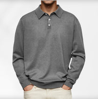 Carl | Langarm-Poloshirt für Herren – Grau