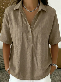 Tessa | Hemdbluse mit Kragen und Knopfdetail  ( 1+1 GRATIS ) – Khaki