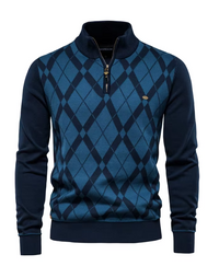 Sakowicz - Pullover Mit Halbem Reißverschluss – Blau