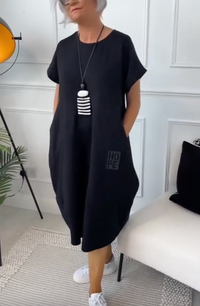 Zuzanna | Luftiges Sommerkleid mit Rundhalsausschnitt – Schwarz
