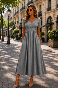 Helena | Elegantes A-Linien Midikleid – Grau