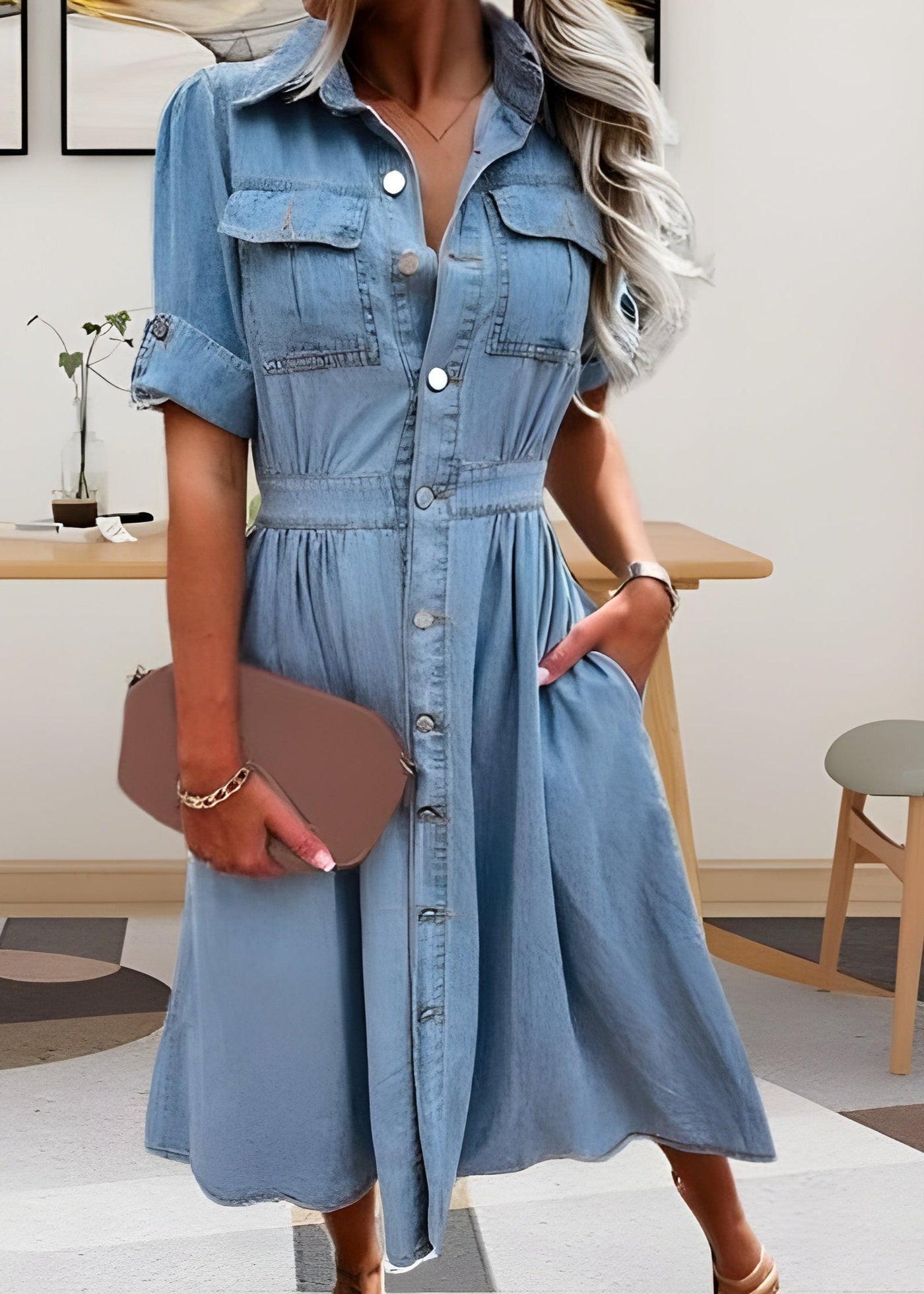Zara - Elegantes Denim-Kleid