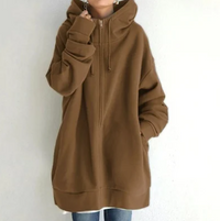 Hoodie mit Reißverschluss für Herbst und Winter – Braun