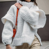 Kuscheliger Übergroß Rollkragenpullover für Damen | Winter – Weiß