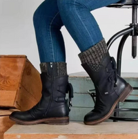 Stella | Gepolstert Runde Spitze Stiefel – Schwarz
