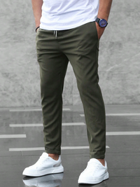 Slim-Fit Stretch Freizeithose für Herren – Oliv