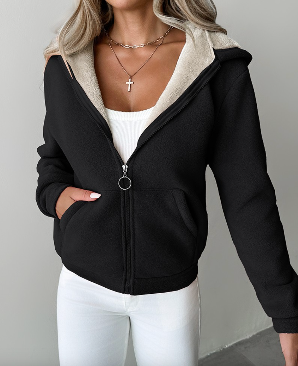 Leyshaela | Hoodie mit Reißverschluss und Fleece-Futter