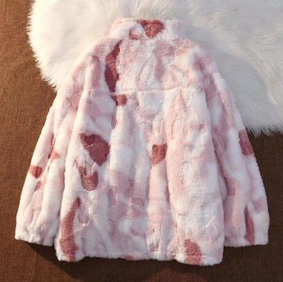 Irene | Moderne Zippjacke mit Stehkragen in Plüsch und Tie-Dye-Effekt