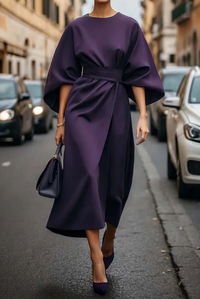 Rome™ – Zeitlos elegantes Kleid mit Laternenärmeln – Violett