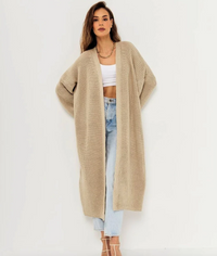 Damen Cardigan mit Offene Vorderseite | Lassig – Khaki