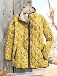 Ria™ | Vintage Farbblock Blumenmuster Strickrollkragenpullover – Jacke