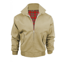 Herren Bomberjacke Stehkragen Karofutter – Beige
