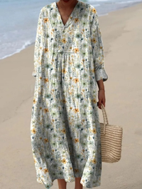 Okta™ | Schöner Blumenmuster-Cardigan mit Knöpfen – Kleid