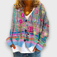 Esmira – Strickjacke mit Muster – Blau