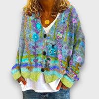 Esmira – Strickjacke mit Muster – Grün