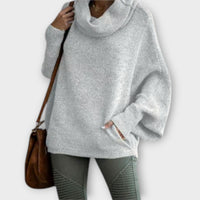 Lea | Eleganter Strickpullover für Damen in Schildpatt – Hellgrau