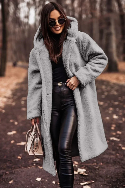 Reienna | Damen Langer Wollmantel mit Kapuze für den Winter