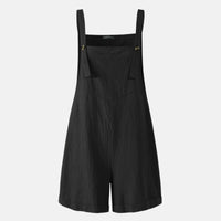 Sena Sommer Overall | Lässiger kurzer Boho-Stil Latzhose mit Tasche für den Sommer – Schwarz