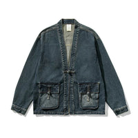 CECANIA - KIMONO-JACKE AUS DENIM – Dunkelblau