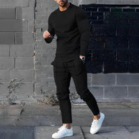 RAFAEL – Leichtes Set aus Pullover und Hose für Herren – Schwarz