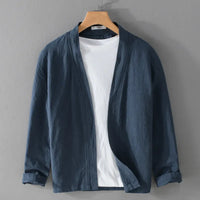 CRISTOPH - LEINEN CARDIGAN – Blau