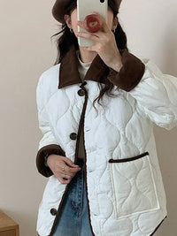 Yra | Blockfarbener Mantel Damen im koreanischen Stil – Weiß