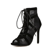 Heidi-Mode | Schnürsandalen mit Lässigem Netz – Schwarz