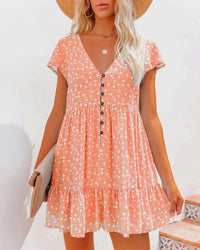 Sunnie - Boho Minikleid mit Rüschen – Orange