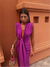 Abendkleid für Damen - Elegantes Cut-Out Maxikleid für Sommer – Pink