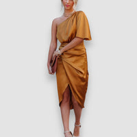 Lilia | One-shoulder Cocktailkleid – Orange