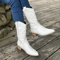 Cowboystiefel Mit Reißverschluss Für Damen | Wadenlang – Weiß